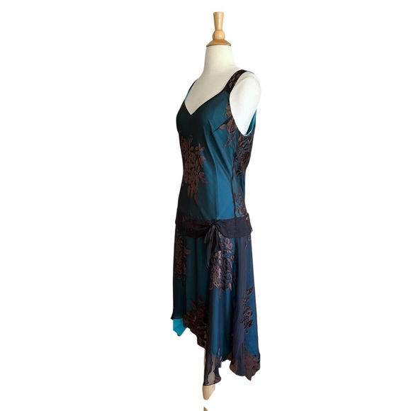 JONATHAN MARTIN Vintage Y2K Sheer Burnout Silk Blend Dress Asymmetric Hem 12 - Picture 6 of 16